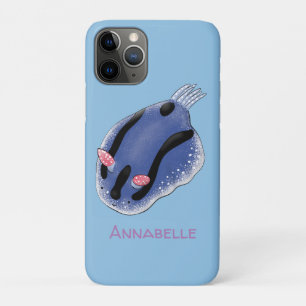 Cute happy blue nudibranch cartoon illustration Case-Mate iPhone case