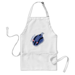 Cute happy blue nudibranch cartoon illustration standard apron