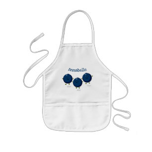 Cute happy blueberries cartoon illustration kids apron