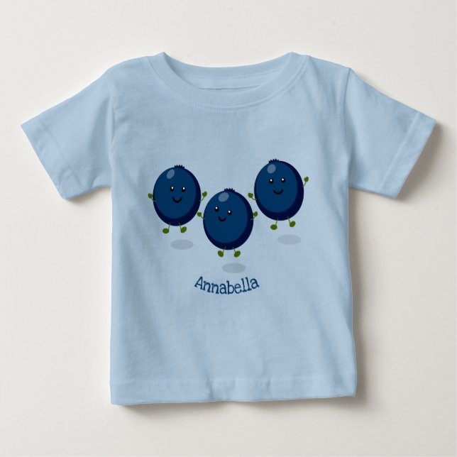 Cute happy blueberries purple cartoon illustration baby T-Shirt (Front)