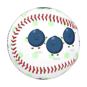 Cute happy blueberries purple cartoon illustration baseball