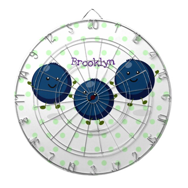 Cute happy blueberries purple cartoon illustration dartboard (Front)