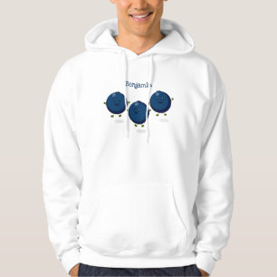 Cute happy blueberries purple cartoon illustration hoodie