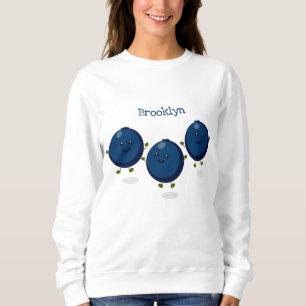 Cute happy blueberries purple cartoon illustration sweatshirt