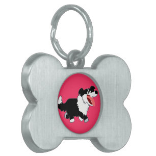 Cute Happy Border Collie Pet Tag