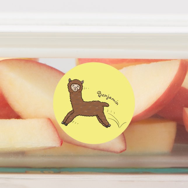 Cute happy brown alpaca cartoon (Affixed)