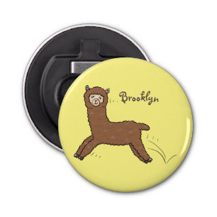 Cute happy brown alpaca cartoon bottle opener