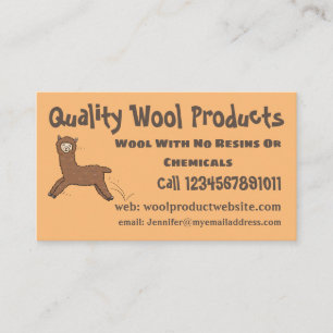 Cute happy brown alpaca cartoon business card