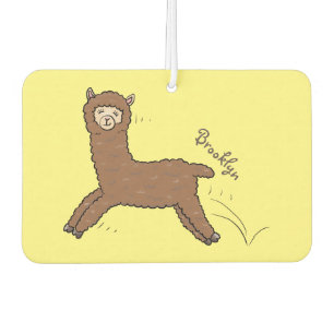 Cute happy brown alpaca cartoon  car air freshener