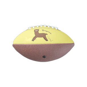 Cute happy brown alpaca cartoon football