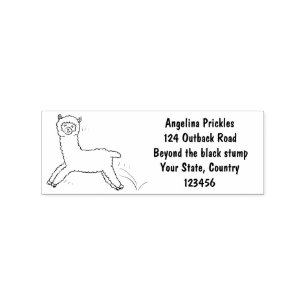 Cute happy brown alpaca cartoon rubber stamp