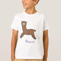 Cute happy brown alpaca cartoon