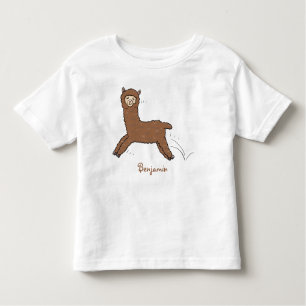 Cute happy brown alpaca cartoon toddler T-Shirt