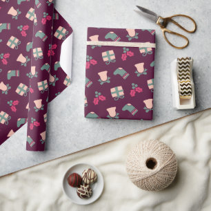 Cute Happy Brown Christmas Gift Wrapping paper