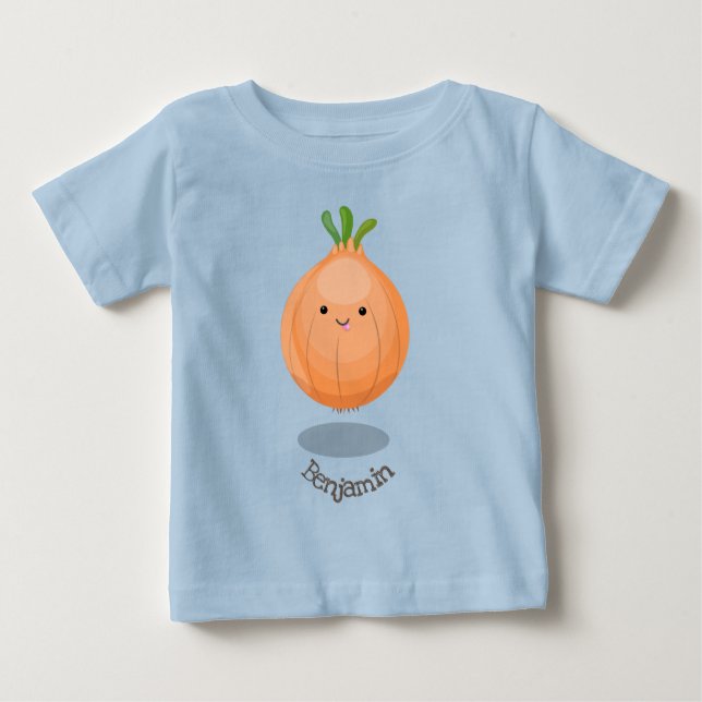 Cute happy brown onion green cartoon illustration baby T-Shirt (Front)