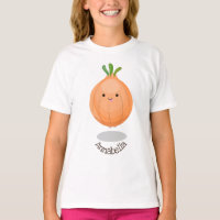 Cute happy brown onion green cartoon illustration