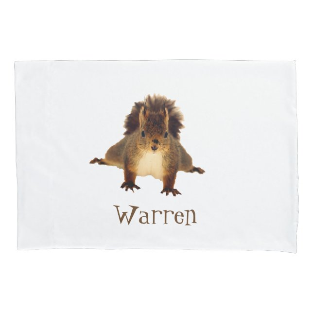 Cute happy brown squirrel add name pillowcase (Front)