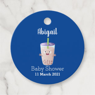 Cute happy bubble tea boba cartoon character favour tags