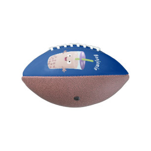 Cute happy bubble tea boba cartoon character football