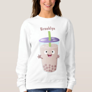 Cute happy bubble tea boba cartoon character sweatshirt