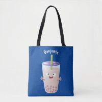 Cute happy bubble tea boba cartoon character