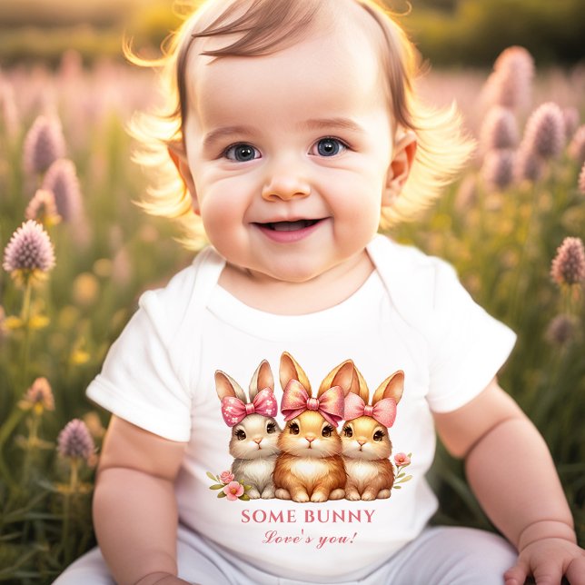 Cute Happy Bunny Girls Easter Spring Baby Bodysuit (Cute Happy Bunny Girls Easter Spring Baby Bodysuit)