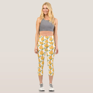 Cute happy butternut pumpkin gourd cartoon capri leggings