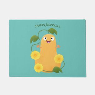 Cute happy butternut pumpkin gourd cartoon doormat