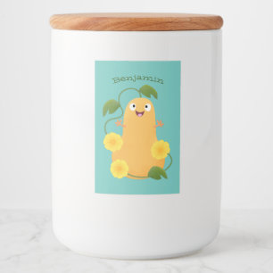 Cute happy butternut pumpkin gourd cartoon food label