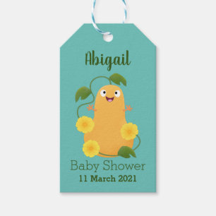 Cute happy butternut pumpkin gourd cartoon gift tags