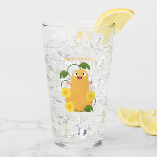Cute happy butternut pumpkin gourd cartoon glass (Back Ice)