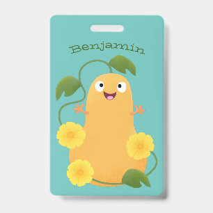 Cute happy butternut pumpkin gourd cartoon ID badge