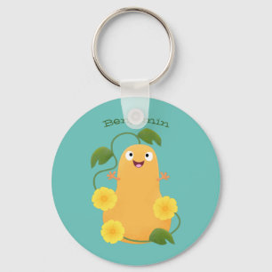 Cute happy butternut pumpkin gourd cartoon key ring