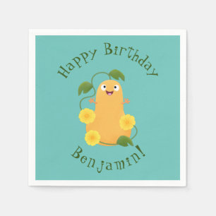 Cute happy butternut pumpkin gourd cartoon napkin