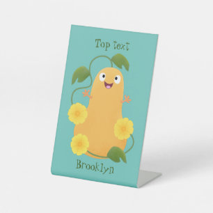 Cute happy butternut pumpkin gourd cartoon pedestal sign