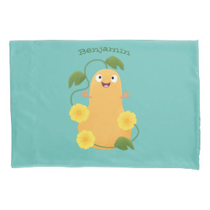 Cute happy butternut pumpkin gourd cartoon pillowcase
