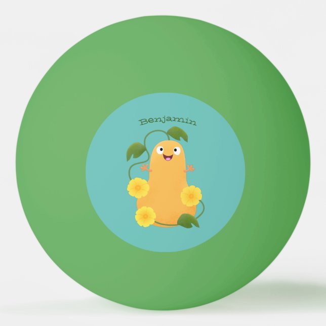 Cute happy butternut pumpkin gourd cartoon ping pong ball (Front)