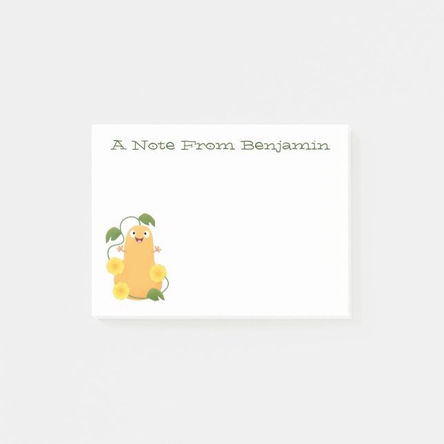 Cute happy butternut pumpkin gourd cartoon post-it notes (Front)