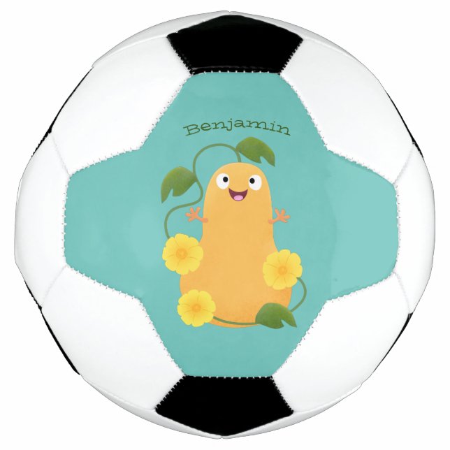 Cute happy butternut pumpkin gourd cartoon soccer ball (Front)