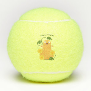 Cute happy butternut pumpkin gourd cartoon tennis balls