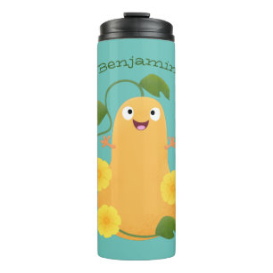 Cute happy butternut pumpkin gourd cartoon thermal tumbler
