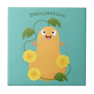 Cute happy butternut pumpkin gourd cartoon tile