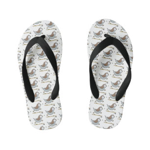 Cute happy californian quail cartoon illustration kid's jandals