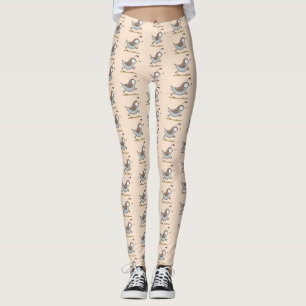 Cute happy californian quail cartoon illustration leggings