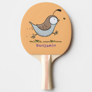 Cute happy californian quail cartoon illustration ping pong paddle