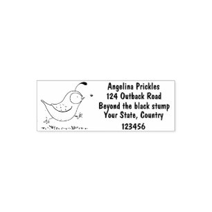 Cute happy californian quail cartoon illustration  self-inking stamp