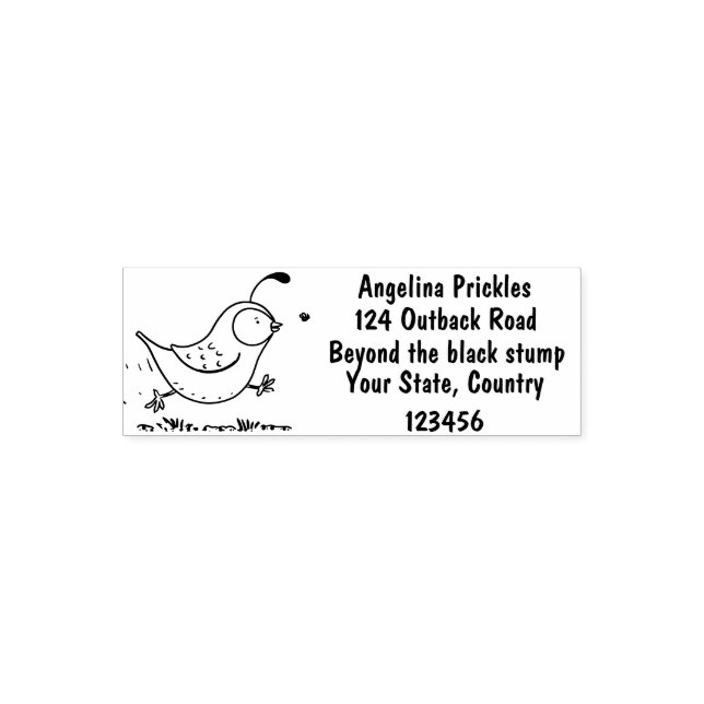 Cute happy californian quail cartoon illustration  self-inking stamp (Design)
