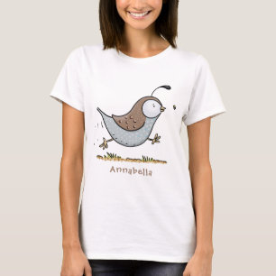 Cute happy californian quail cartoon illustration T-Shirt