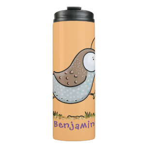 Cute happy californian quail cartoon illustration thermal tumbler