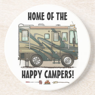 Cute Happy Camper Big RV Coach Motorhome Coaster